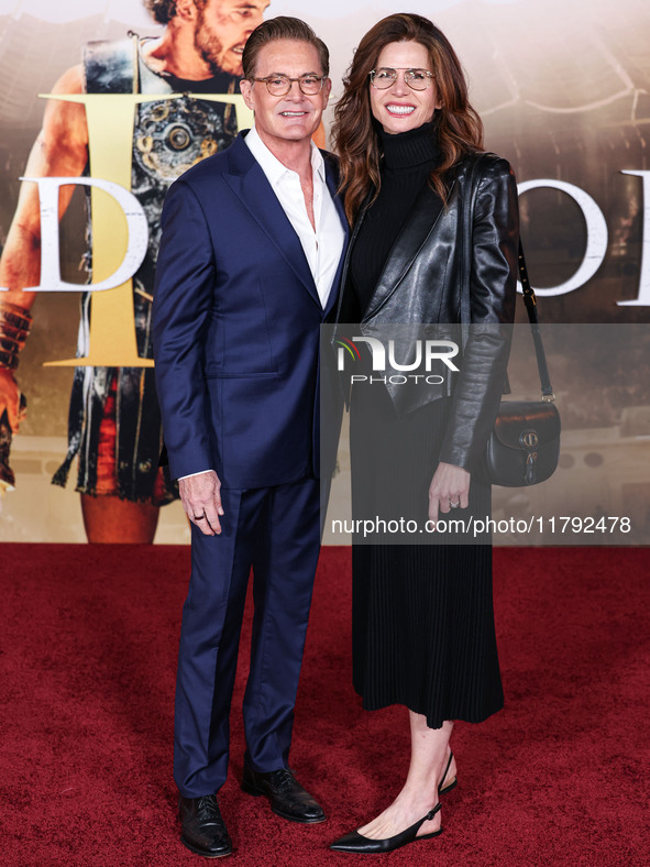 Kyle MacLachlan and wife Desiree Gruber arrive at the Los Angeles Premiere Of Paramount Pictures' 'Gladiator II' held at the TCL Chinese The...