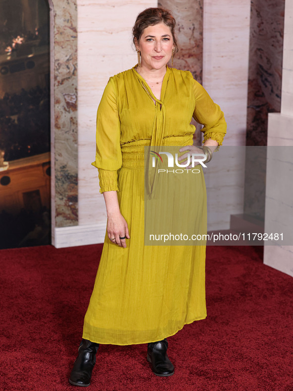 Mayim Bialik arrives at the Los Angeles Premiere Of Paramount Pictures' 'Gladiator II' held at the TCL Chinese Theatre IMAX on November 18,...