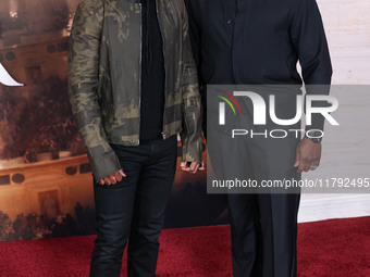 David Oyelowo and Derek Luke arrive at the Los Angeles Premiere Of Paramount Pictures' 'Gladiator II' held at the TCL Chinese Theatre IMAX o...