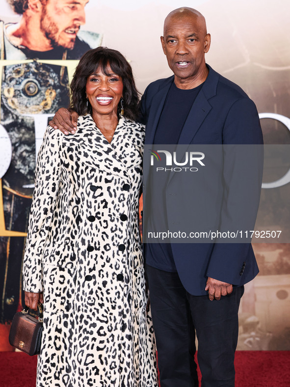 Pauletta Washington and husband Denzel Washington arrive at the Los Angeles Premiere Of Paramount Pictures' 'Gladiator II' held at the TCL C...