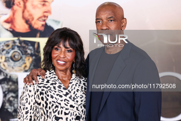 Pauletta Washington and husband Denzel Washington arrive at the Los Angeles Premiere Of Paramount Pictures' 'Gladiator II' held at the TCL C...