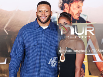 Aaron Donald and Erica Donald arrive at the Los Angeles Premiere Of Paramount Pictures' 'Gladiator II' held at the TCL Chinese Theatre IMAX...