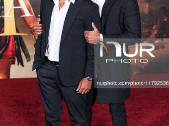 Makaylo Van Peebles and father Mario Van Peebles arrive at the Los Angeles Premiere Of Paramount Pictures' 'Gladiator II' held at the TCL Ch...