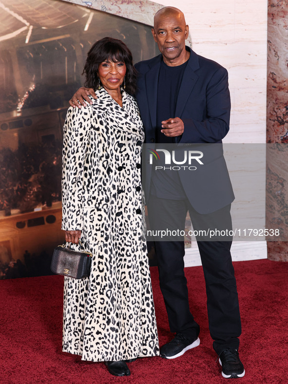 Pauletta Washington and husband Denzel Washington arrive at the Los Angeles Premiere Of Paramount Pictures' 'Gladiator II' held at the TCL C...