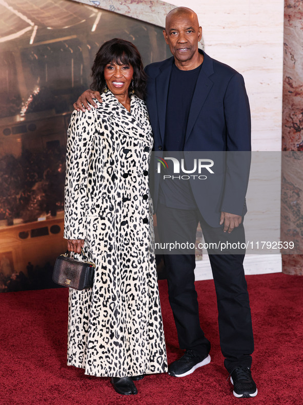 Pauletta Washington and husband Denzel Washington arrive at the Los Angeles Premiere Of Paramount Pictures' 'Gladiator II' held at the TCL C...