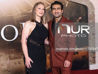 Emily V. Gordon and husband Kumail Ali Nanjiani arrive at the Los Angeles Premiere Of Paramount Pictures' 'Gladiator II' held at the TCL Chi...