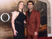 Emily V. Gordon and husband Kumail Ali Nanjiani arrive at the Los Angeles Premiere Of Paramount Pictures' 'Gladiator II' held at the TCL Chi...