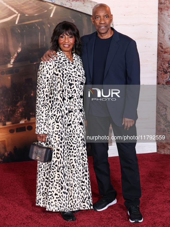 Pauletta Washington and husband Denzel Washington arrive at the Los Angeles Premiere Of Paramount Pictures' 'Gladiator II' held at the TCL C...