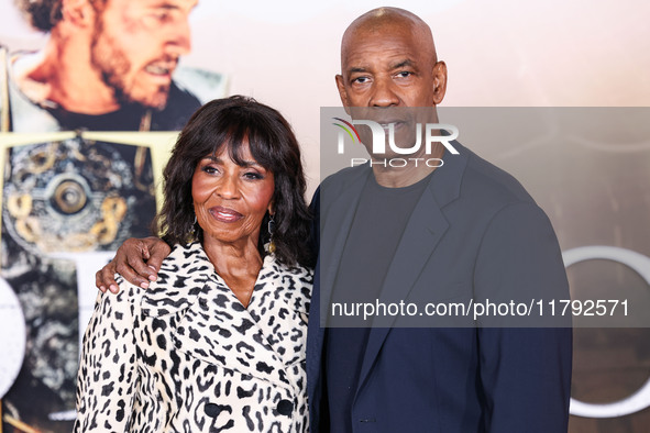 Pauletta Washington and husband Denzel Washington arrive at the Los Angeles Premiere Of Paramount Pictures' 'Gladiator II' held at the TCL C...