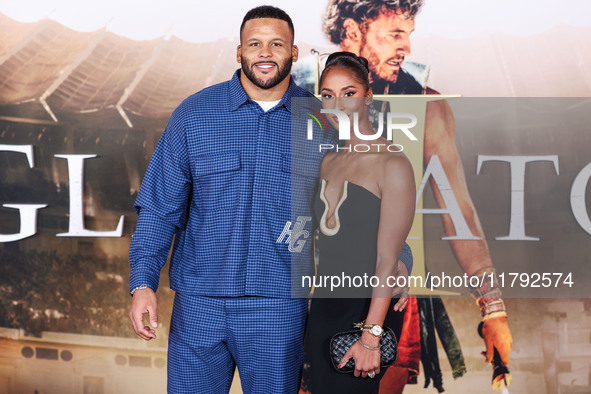 Aaron Donald and Erica Donald arrive at the Los Angeles Premiere Of Paramount Pictures' 'Gladiator II' held at the TCL Chinese Theatre IMAX...