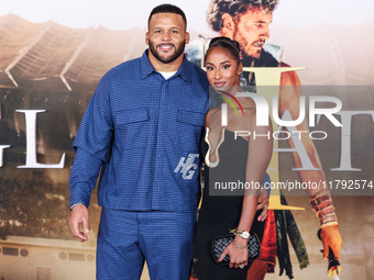 Aaron Donald and Erica Donald arrive at the Los Angeles Premiere Of Paramount Pictures' 'Gladiator II' held at the TCL Chinese Theatre IMAX...