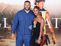 Aaron Donald and Erica Donald arrive at the Los Angeles Premiere Of Paramount Pictures' 'Gladiator II' held at the TCL Chinese Theatre IMAX...