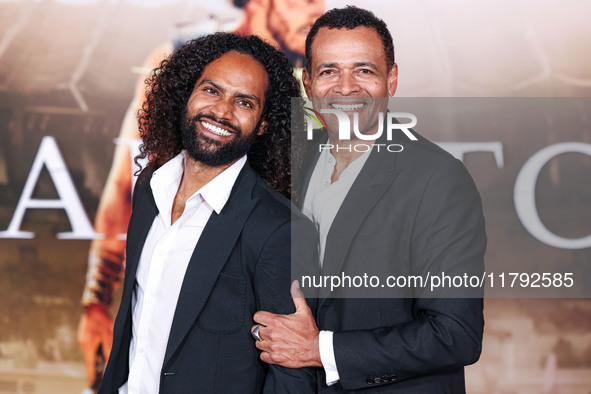 Makaylo Van Peebles and father Mario Van Peebles arrive at the Los Angeles Premiere Of Paramount Pictures' 'Gladiator II' held at the TCL Ch...