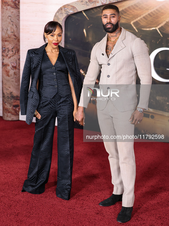 KJ Smith and husband Skyh Black arrive at the Los Angeles Premiere Of Paramount Pictures' 'Gladiator II' held at the TCL Chinese Theatre IMA...