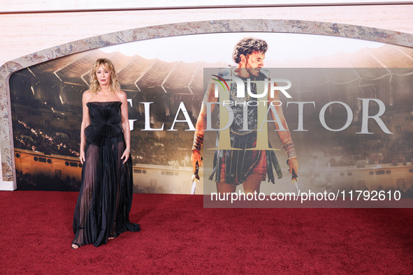 Connie Nielsen arrives at the Los Angeles Premiere Of Paramount Pictures' 'Gladiator II' held at the TCL Chinese Theatre IMAX on November 18...