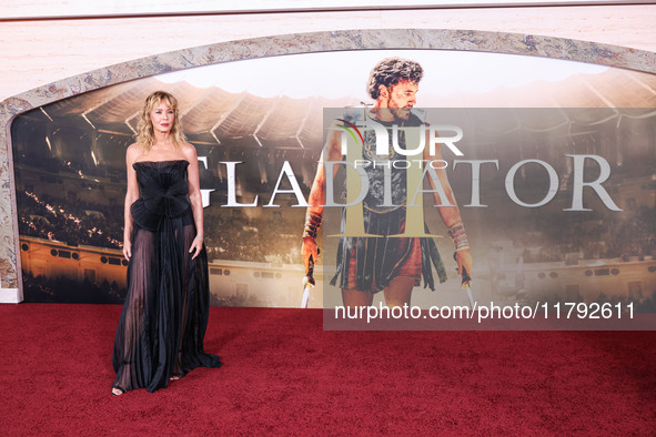 Connie Nielsen arrives at the Los Angeles Premiere Of Paramount Pictures' 'Gladiator II' held at the TCL Chinese Theatre IMAX on November 18...