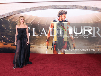 Connie Nielsen arrives at the Los Angeles Premiere Of Paramount Pictures' 'Gladiator II' held at the TCL Chinese Theatre IMAX on November 18...