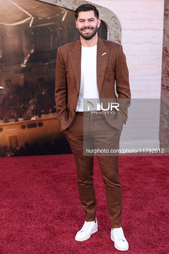 Dylan Barbour arrives at the Los Angeles Premiere Of Paramount Pictures' 'Gladiator II' held at the TCL Chinese Theatre IMAX on November 18,...