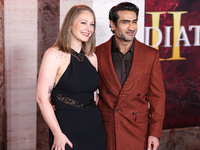 Emily V. Gordon and husband Kumail Ali Nanjiani arrive at the Los Angeles Premiere Of Paramount Pictures' 'Gladiator II' held at the TCL Chi...