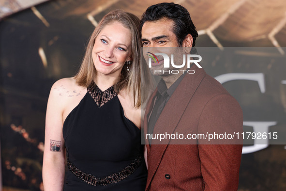 Emily V. Gordon and husband Kumail Ali Nanjiani arrive at the Los Angeles Premiere Of Paramount Pictures' 'Gladiator II' held at the TCL Chi...