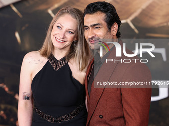 Emily V. Gordon and husband Kumail Ali Nanjiani arrive at the Los Angeles Premiere Of Paramount Pictures' 'Gladiator II' held at the TCL Chi...