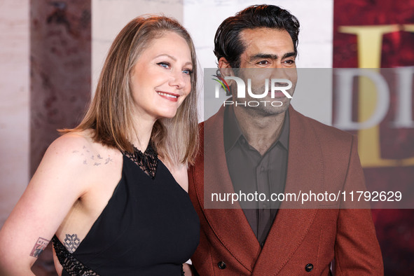 Emily V. Gordon and husband Kumail Ali Nanjiani arrive at the Los Angeles Premiere Of Paramount Pictures' 'Gladiator II' held at the TCL Chi...