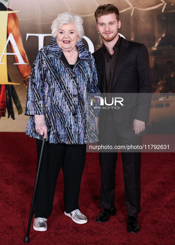 June Squibb and Fred Hechinger arrive at the Los Angeles Premiere Of Paramount Pictures' 'Gladiator II' held at the TCL Chinese Theatre IMAX...