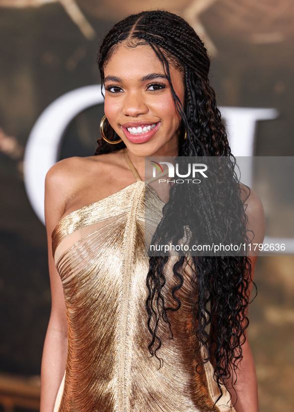 Teala Dunn arrives at the Los Angeles Premiere Of Paramount Pictures' 'Gladiator II' held at the TCL Chinese Theatre IMAX on November 18, 20...