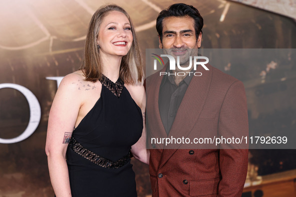 Emily V. Gordon and husband Kumail Ali Nanjiani arrive at the Los Angeles Premiere Of Paramount Pictures' 'Gladiator II' held at the TCL Chi...