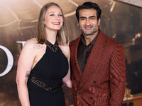 Emily V. Gordon and husband Kumail Ali Nanjiani arrive at the Los Angeles Premiere Of Paramount Pictures' 'Gladiator II' held at the TCL Chi...