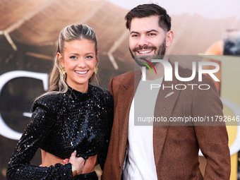 Hannah Godwin and husband Dylan Barbour arrive at the Los Angeles Premiere Of Paramount Pictures' 'Gladiator II' held at the TCL Chinese The...