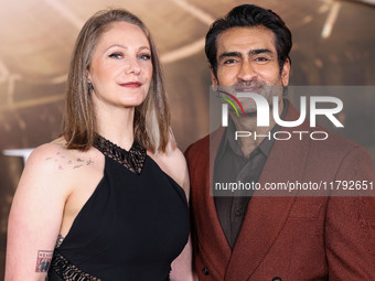 Emily V. Gordon and husband Kumail Ali Nanjiani arrive at the Los Angeles Premiere Of Paramount Pictures' 'Gladiator II' held at the TCL Chi...