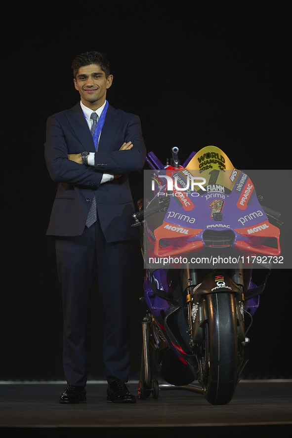 Jorge Martin of Spain and Prima Pramac Racing Ducati during the MotoGP Awards 2024 at the Museu Nacional d'Art de Catalunya on November 17,...