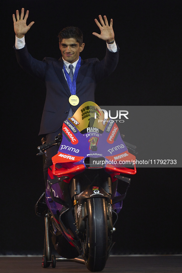 Jorge Martin of Spain and Prima Pramac Racing Ducati during the MotoGP Awards 2024 at the Museu Nacional d'Art de Catalunya on November 17,...