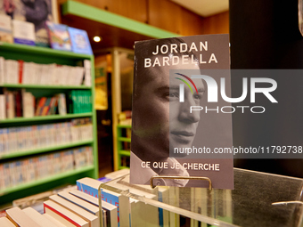 This photograph, taken on November 9, 2024, shows the first book by Jordan Bardella, president of the French far-right Rassemblement Nationa...