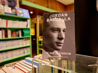 This photograph, taken on November 9, 2024, shows the first book by Jordan Bardella, president of the French far-right Rassemblement Nationa...