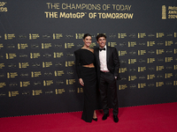 Marc Marquez of Spain and Gresini Racing Moto GP Ducati with his girlfriend Gemma Pinto on the red carpet before the MotoGP Awards 2024 at t...