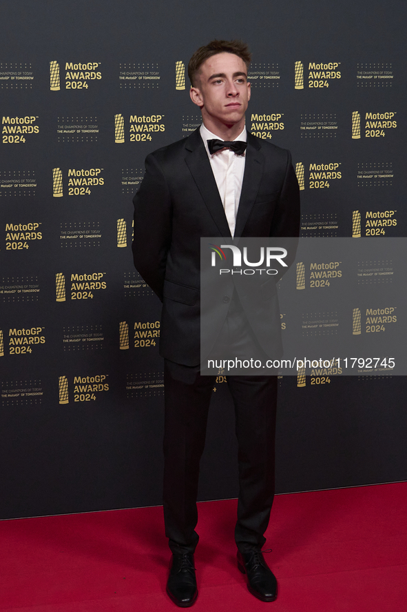 Pedro Acosta of Spain and Red Bull Gasgas Tech3 on the red carpet before the MotoGP Awards 2024 at the Museu Nacional d'Art de Catalunya on...