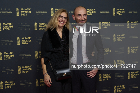 Ducati CEO Claudio Domenicali and his wife during the MotoGP Awards 2024 at the Museu Nacional d'Art de Catalunya on November 17, 2024 in Ba...