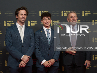 (L-R) Nico Terol, David Alonso, Jorge Martinez Aspar during the MotoGP Awards 2024 at the Museu Nacional d'Art de Catalunya on November 17,...