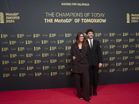 Francesco Pecco Bagnaia of Italy and Ducati Lenovo Team with his wife Domizia Castagnini on the red carpet during the MotoGP Awards 2024 at...