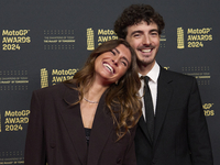 Francesco Pecco Bagnaia of Italy and Ducati Lenovo Team with his wife Domizia Castagnini on the red carpet during the MotoGP Awards 2024 at...