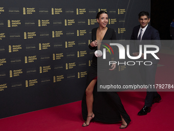 Jorge Martin of Spain and Prima Pramac Racing Ducati with his girlfriend Maria Monfort on the red carpet during the MotoGP Awards 2024 at th...