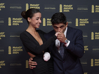 Jorge Martin of Spain and Prima Pramac Racing Ducati with his girlfriend Maria Monfort on the red carpet during the MotoGP Awards 2024 at th...