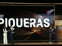 Angel Piqueras of Spain and Leopard Racing Honda Rookie of Moto3 during the MotoGP Awards 2024 at the Museu Nacional d'Art de Catalunya on N...