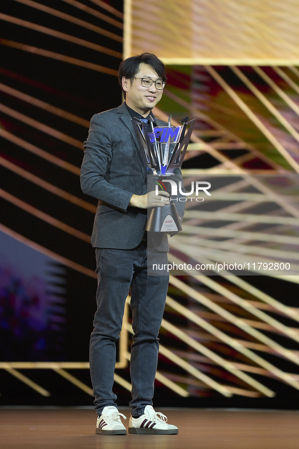 CFMOTO Champions of constructor of Moto3 during the MotoGP Awards 2024 at the Museu Nacional d'Art de Catalunya on November 17, 2024 in Barc...