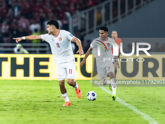 Marselino Ferdinan of Indonesia is in action during the FIFA World Cup Asian 3rd Qualifier Group C match against Saudi Arabia at Gelora Bung...