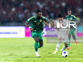 Marselino Ferdinan of Indonesia is in action during the FIFA World Cup Asian 3rd Qualifier Group C match against Saudi Arabia at Gelora Bung...