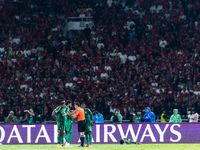 A Saudi Arabia player protests to the referee during the FIFA World Cup Asian 3rd Qualifier Group C match against Indonesia at Gelora Bung K...