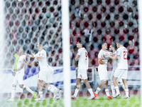 Marselino Ferdinan of Indonesia celebrates scoring their first goal with teammates during the FIFA World Cup Asian 3rd Qualifier Group C mat...